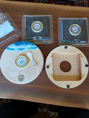 Acadian Caviar Serving Board for Single Tins (Round, Smaller)