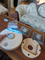 Acadian Caviar Serving Board for Single Tins (Round, Smaller)